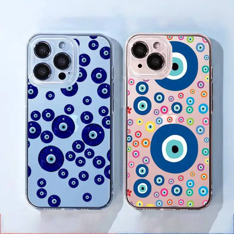 

Evil Eye Turkish lucky Blue Phone Case Transparent soft For iphone 5 6 7 8 11 12 13 s c se plus mini x xs xr pro max shell