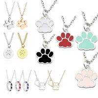 lovely pet cat dog paw necklace women enamel animal claw foot print necklaces pendants party jewelry gift for dog owners