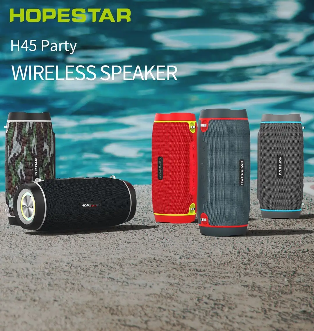 Bluetooth-Колонка HOPESTAR H45 цветная с поддержкой Bluetooth диафрагма для динамика TF-карт