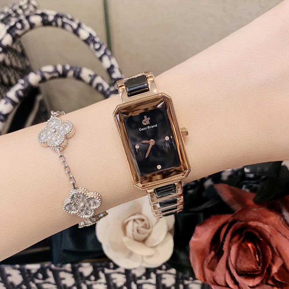 New High Quality Pink Watch for Women Square  Analog Display Ladies Watch Luxury waterproof  watches Quartz montre femme +Box