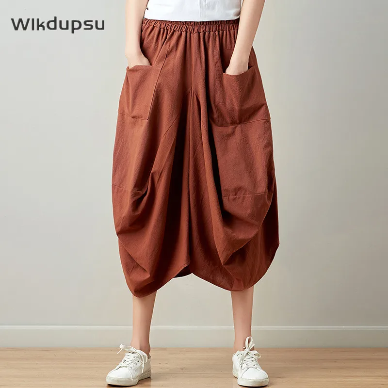 

Baggy Harem Pants Women Causal Hippie Joggers Loose Indian Lantern Wide Leg Skirt Pants Ethnic India Pakistan Clothing Female