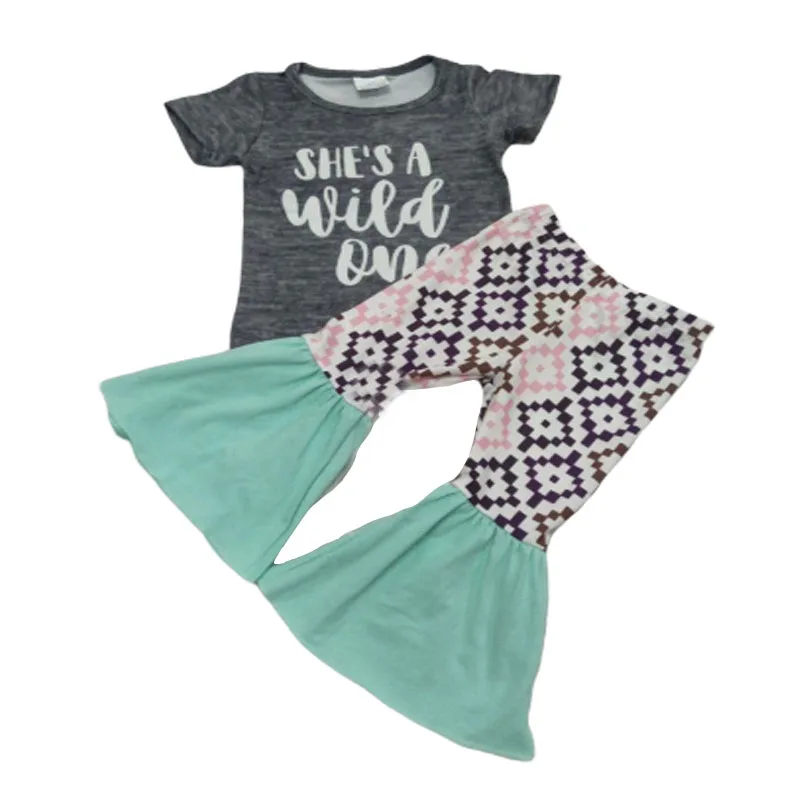 Одежда для маленьких девочек Изысканная одежда с буквенным принтом штаны