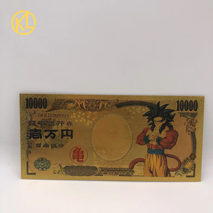100 шт./лот 28 дизайнов японская Дракон мультфильм ГОКу 10000 иен Золотая пластиковая