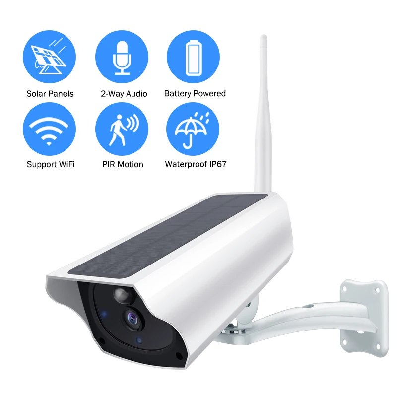 1080P ip-камера на солнечной батарейке 2-мегапиксельная беспроводная Wi-Fi батарея безопасности наблюдения Водонепроницаемая наружная камера двухсторонний Аудио Видео рекордер