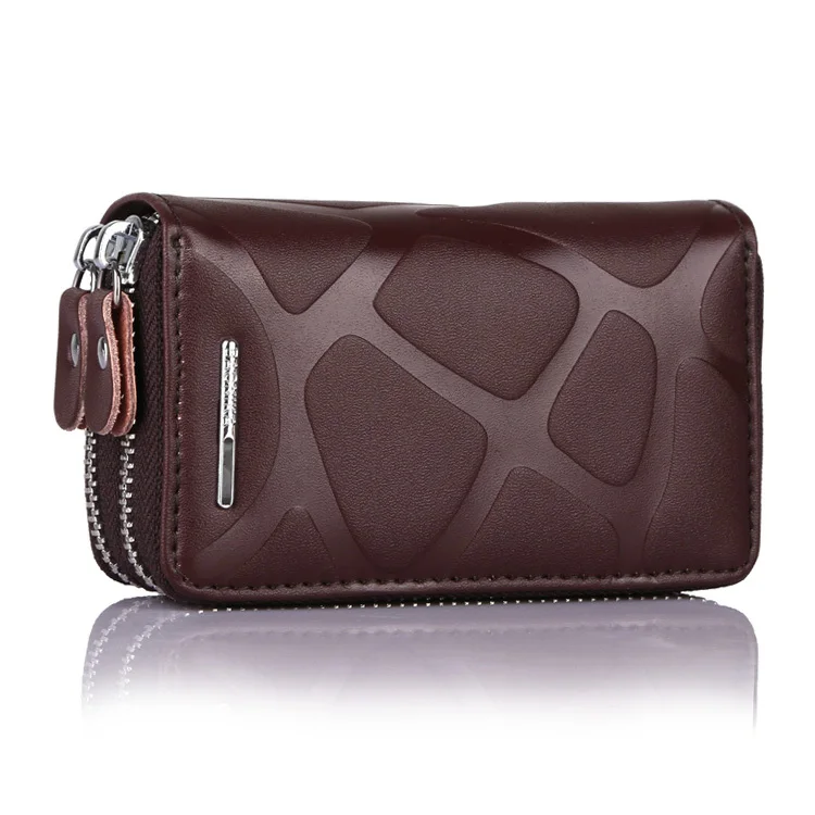 4 Colors Brand Multifunction Bag Women& Men Genuine Cow Leather key holders Double Zipper Key Card Wallet Car Key Case,YK946 - Цвет: Coffee