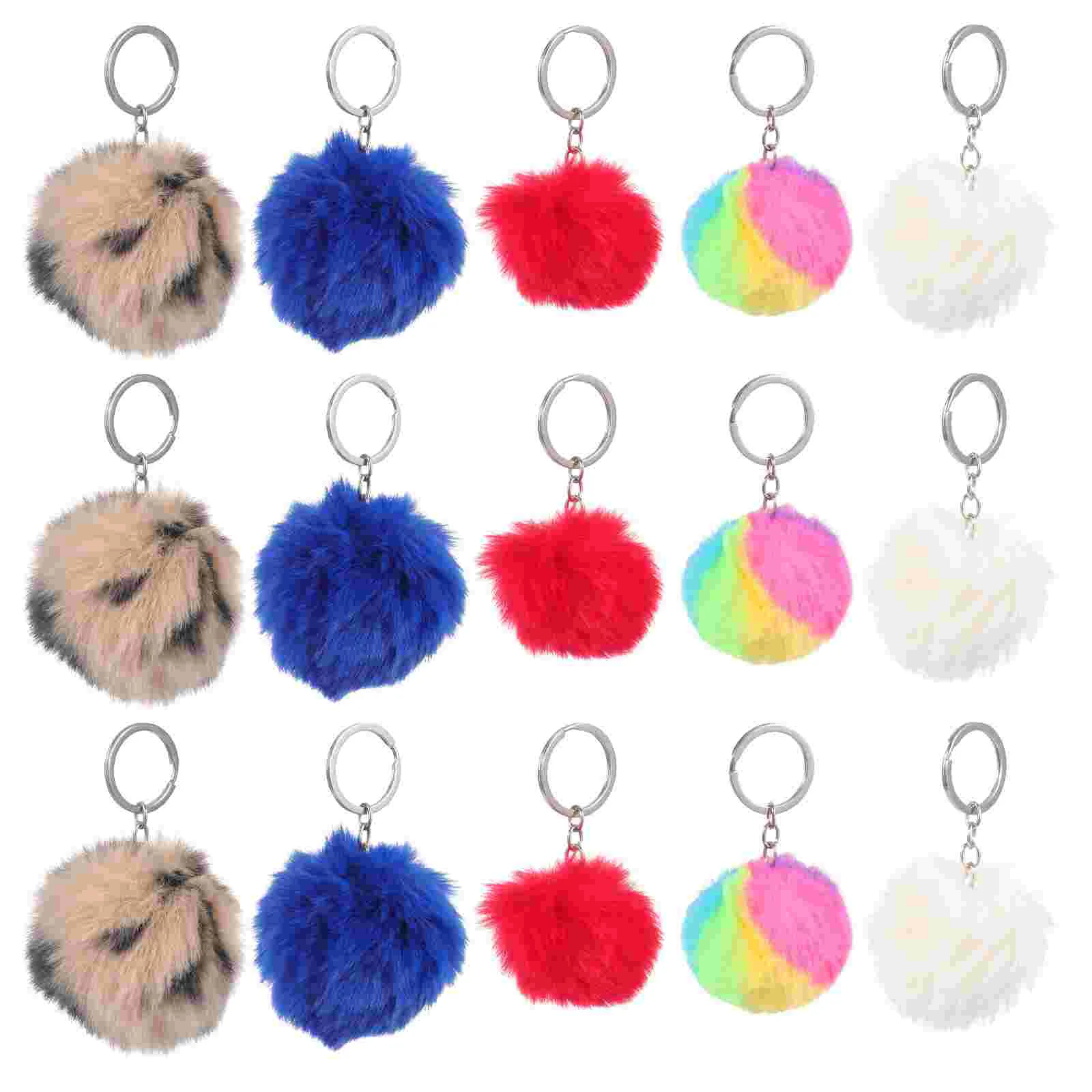 

50Pcs Faux Rabbit Fur Balls Tote Pendants Key Ring Phone Handbag Charms