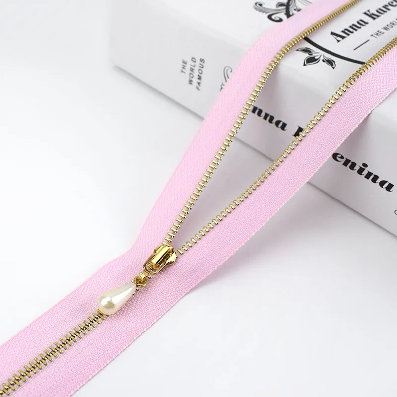Розовый Meetee 2/5 шт. 40-70 см 3# металлическая молния с открытым концом автоматической блокировки Золотая жемчужина слайдер DIY сумки кошелек одежды Декор застежкой-молнией швейная фурнитура - Цвет: Розовый