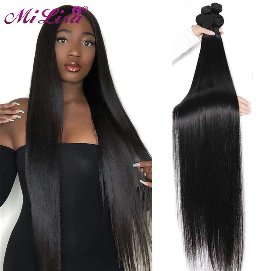 

28 inch Bone Straight Human Hair Bundles Remy Hair Extension 1 3 4 Bundle Deals Brazilian Hair Weave Straight Bundles Natural