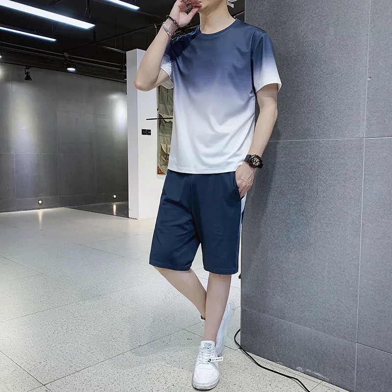 Комплект спортивный мужской из 2 предметов рубашка с коротким рукавом и шорты