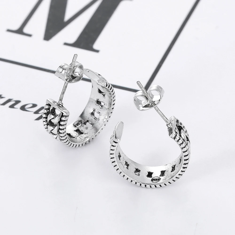 Шины линии Дизайн Аутентичные Серебряный цвет серьги с Буддой изысканные