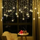 Гирлянда светодиодная, светящаяся гирлянда-занавес в виде сосулек, 0,4-0,6 м, Сказочная гирлянда в виде снежинок, Рождественская, новогодняя, оконная лампа