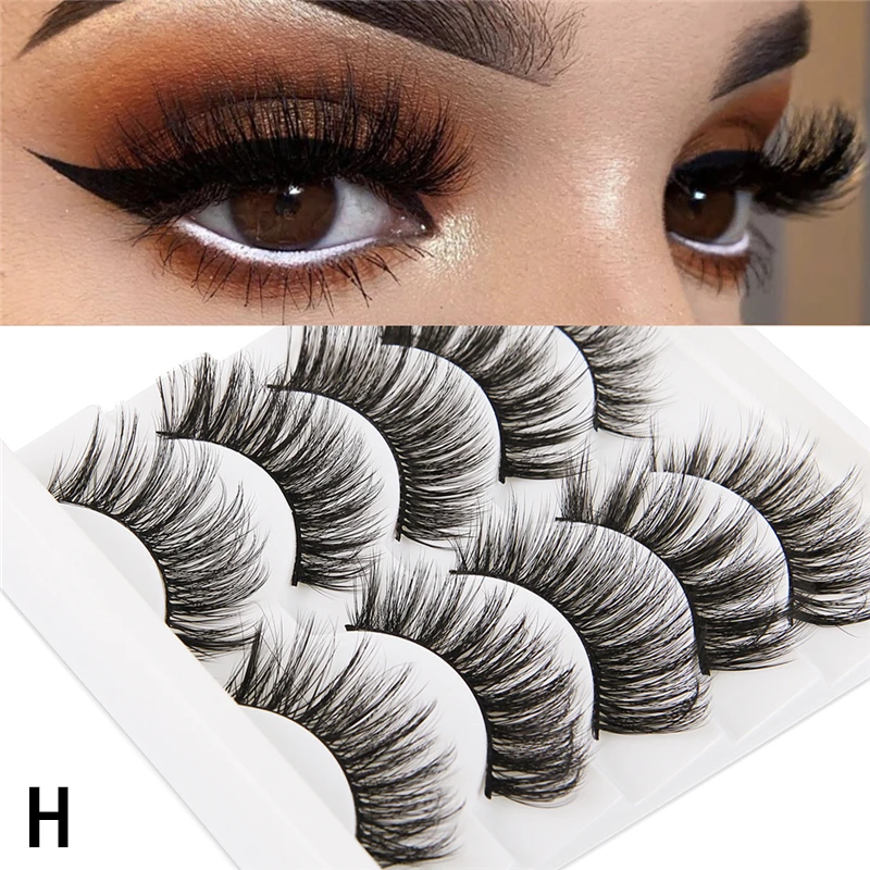 

2021 5 Pairs 3D Faux Mink Hair Soft False Eyelashes Fluffy Wispy Long Thick Lashes Handmade Soft Eye Lash Makeup Extension Tools