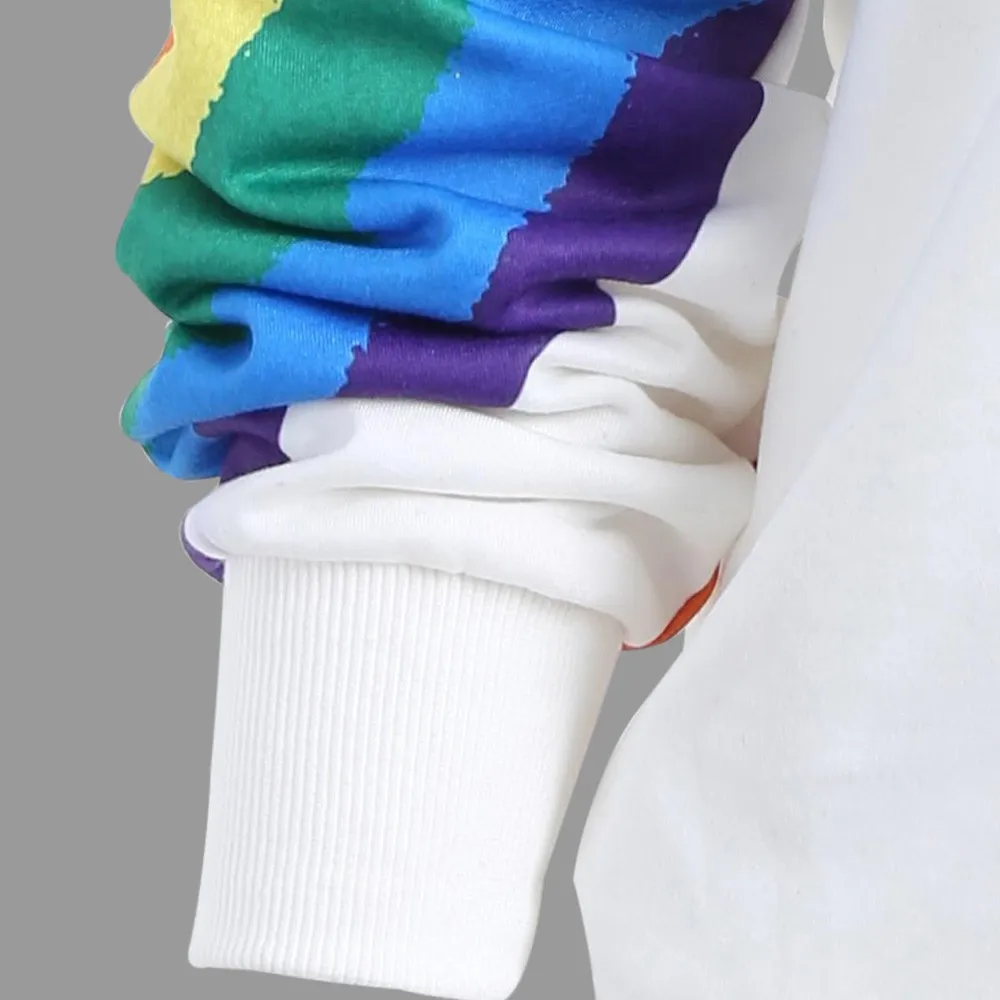 Women Casual Loose Long Sleeve Rainbow Print Pullover Blouse Shirts Sweatshirt Kawaii Sudaderas Capucha Harajuku Худи Оверсайз