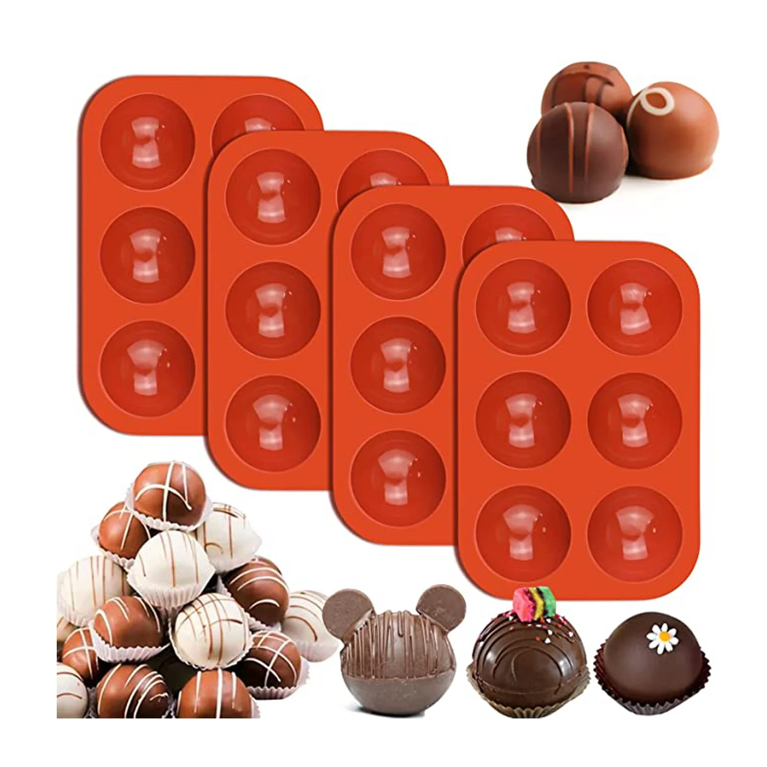 

4 шт. по 6 круглых форм для выпечки, бисквит, белая женская полукруглая форма для шоколада, бытовая кухонная силиконовая форма для торта