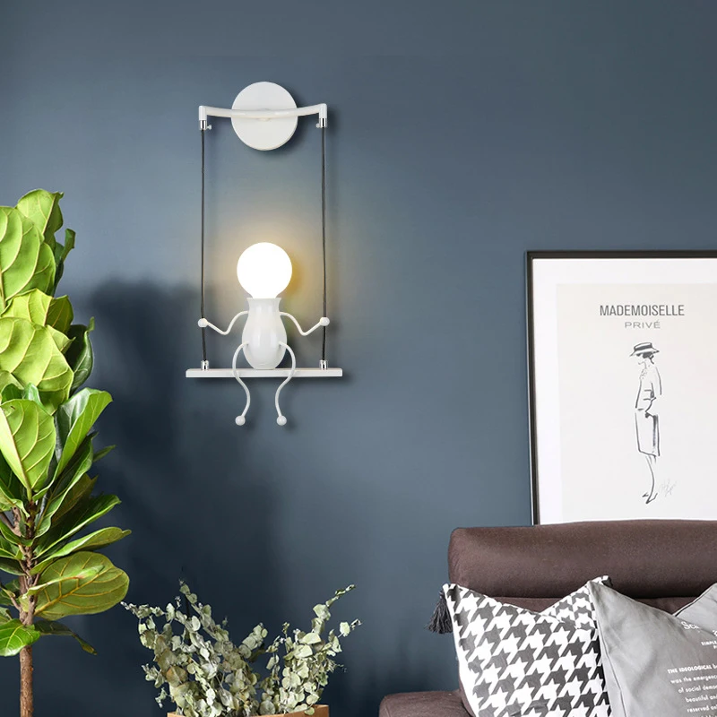 Kopen Creatieven Little Man Swing Hanglamp Moderne Minimalistische Opknoping Lamp Voor Slaapkamer Woonkamer Cafe PAK5