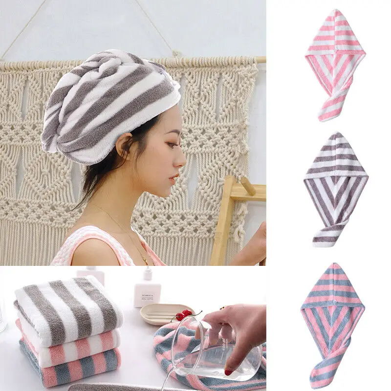Newest Quick Drying Hair Hat Towel Women Lady Rapid Fast Dry Microfiber Bath Wrap Bathing Cap | Дом и сад