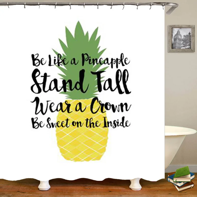 

Funny Stylish Be A Pineapple Quote Shower Curtain Pineapple Bathroom Curtain Summer Modern Home Decor Waterproof Polyester Print