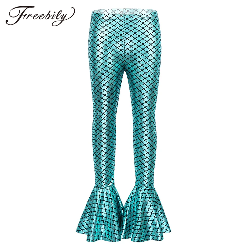 Костюм Русалочки для девочек блестящий костюм с хвостом леггинсы расклешенные