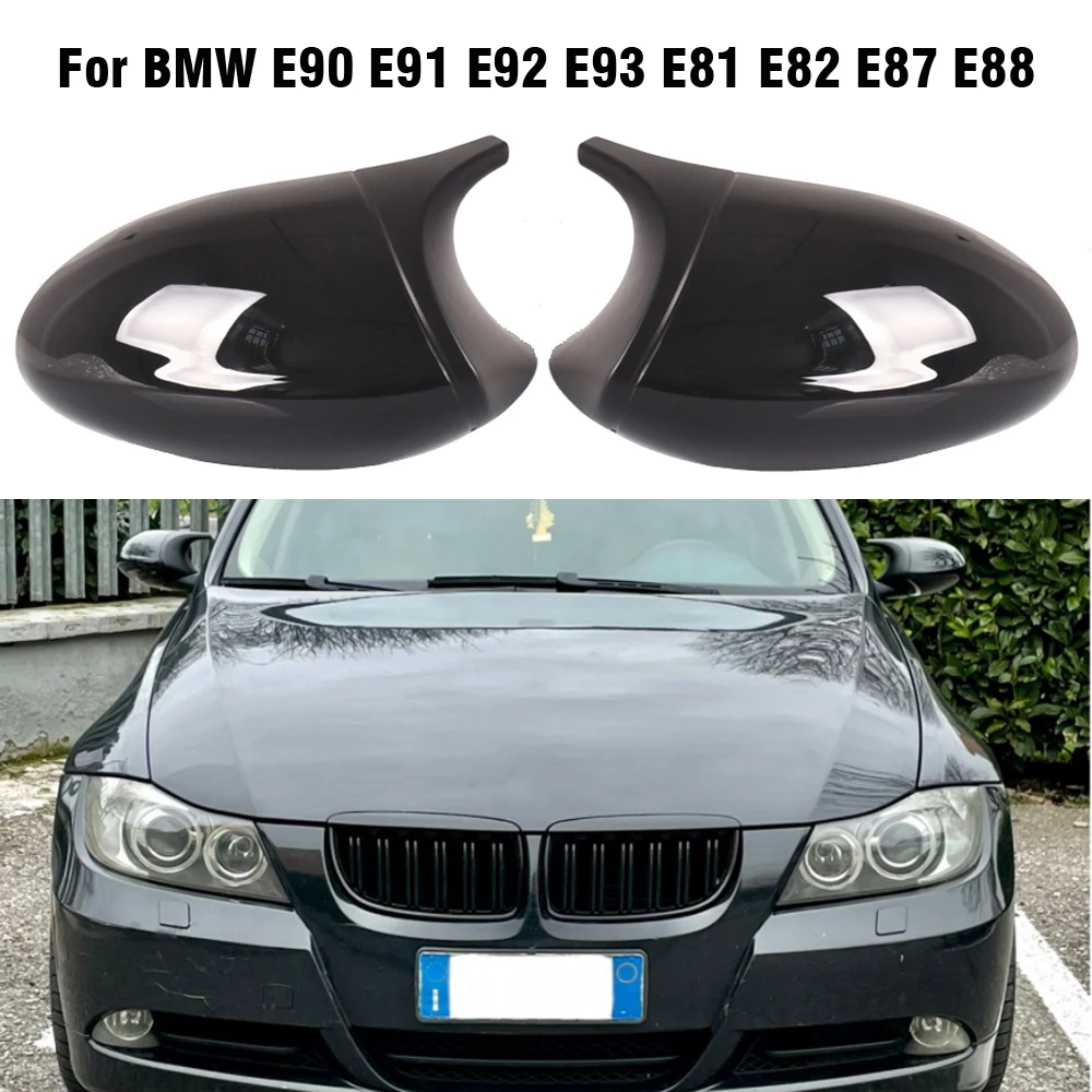 Rear view Mirror Covers Caps for Bmw E81 E82 E87 116i 118i 120i E88 E90 E91 2008-2011 320i 330i 330d Carbon Fiber Gloss Black | Автомобили