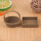 Мини-Корзина для кукольного домика 1:12, плетеная вручную из ротанга и пластика, 1 шт.