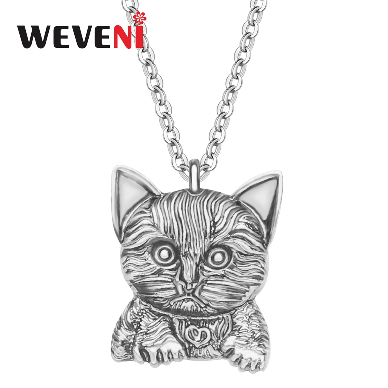 WEVENI античное серебряное ожерелье в виде кошки с покрытием из сплава подвеска