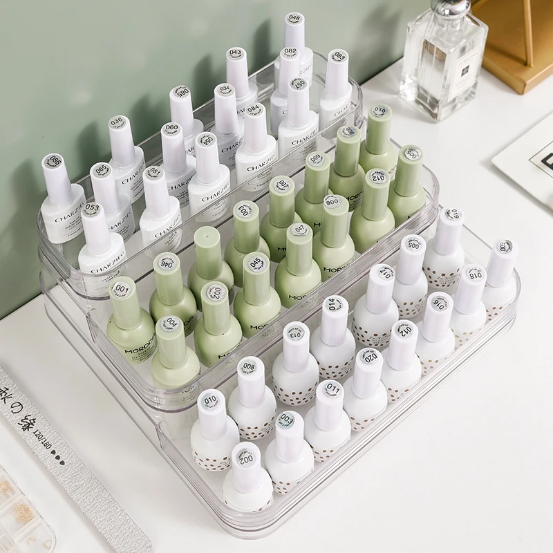 

3 Layers Nail Polish Display Stand Clear Cosmetic Varnish Display Rack Holder Essential Oil Bottle Organizer Storage