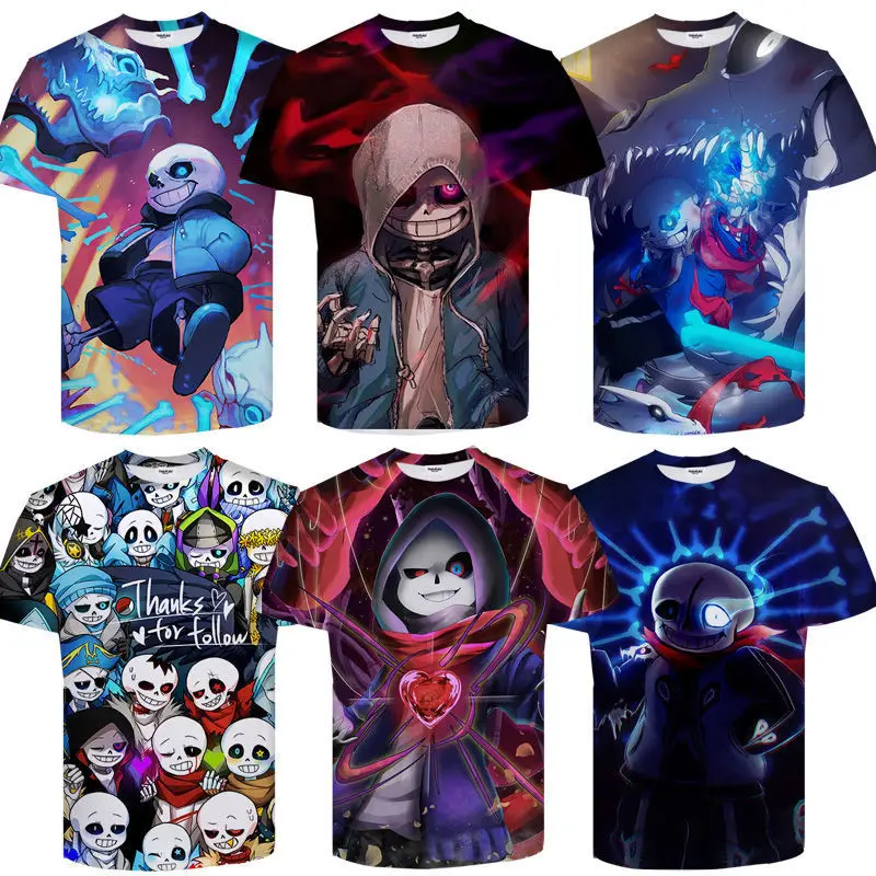 

Game Undertale Inktale Sans Papyrus 3D T-shirt Skeleton Brother Quote Aldult Unisex Tops Kids Short Sleeve Camisetas Prop