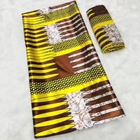 newest african silk fabric digital printing satin fabric for dress african silk fabric with chiffon set for party dress
