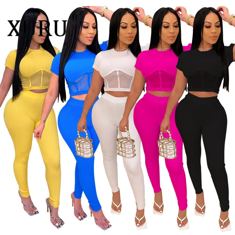 

XURU Europe and The United States 2021 New Product Two-piece Jumpsuit Full Body Solid Color Tights Jumpsuit