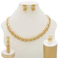 fine jewelry bridal dubai gold jewelery set crystal necklace bracelet nigerian wedding party women fashion jewellery sets