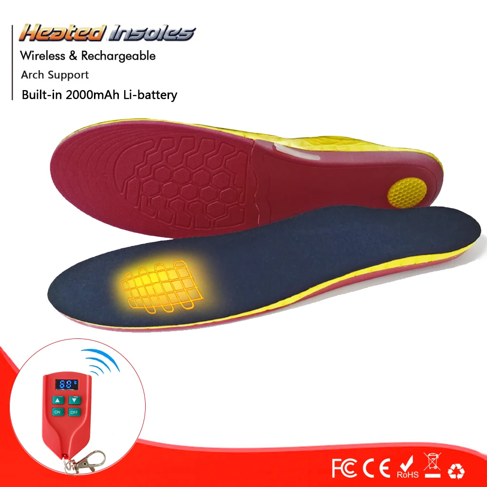 

Electrically Heated Thermal Arch Support 2000mAh with Rechargeable Battery Heated Insole Winter Shoes Pads For Skiing