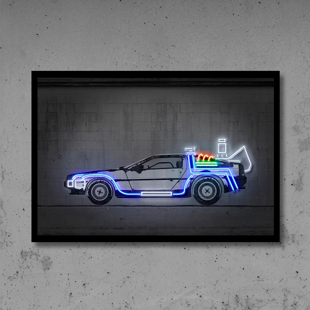 

Vehicle Car Art Print Posters Back To The Future Street Graffiti Wall Art Canvas Painting Boy Gifts Home Decoration No Led