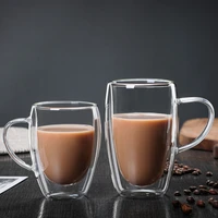 hot handmade double glass transparent heat insulating cup tea beverage coffee cup high temperature resistance health and safety