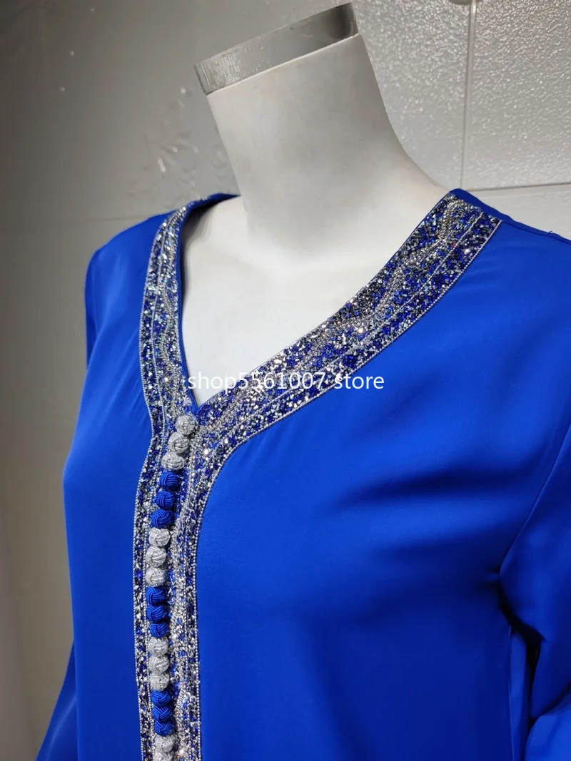 Eid 2022 арабское платье макси свободного покроя для женщин Дубай Jalabiya Стразы