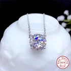 Geoki Luxury 18K Белое Золото покрытое 5 карат алмазное испытание Идеальной огранки D Цвет VVS1 Муассанит 4 зубца кулон ожерелье подарок