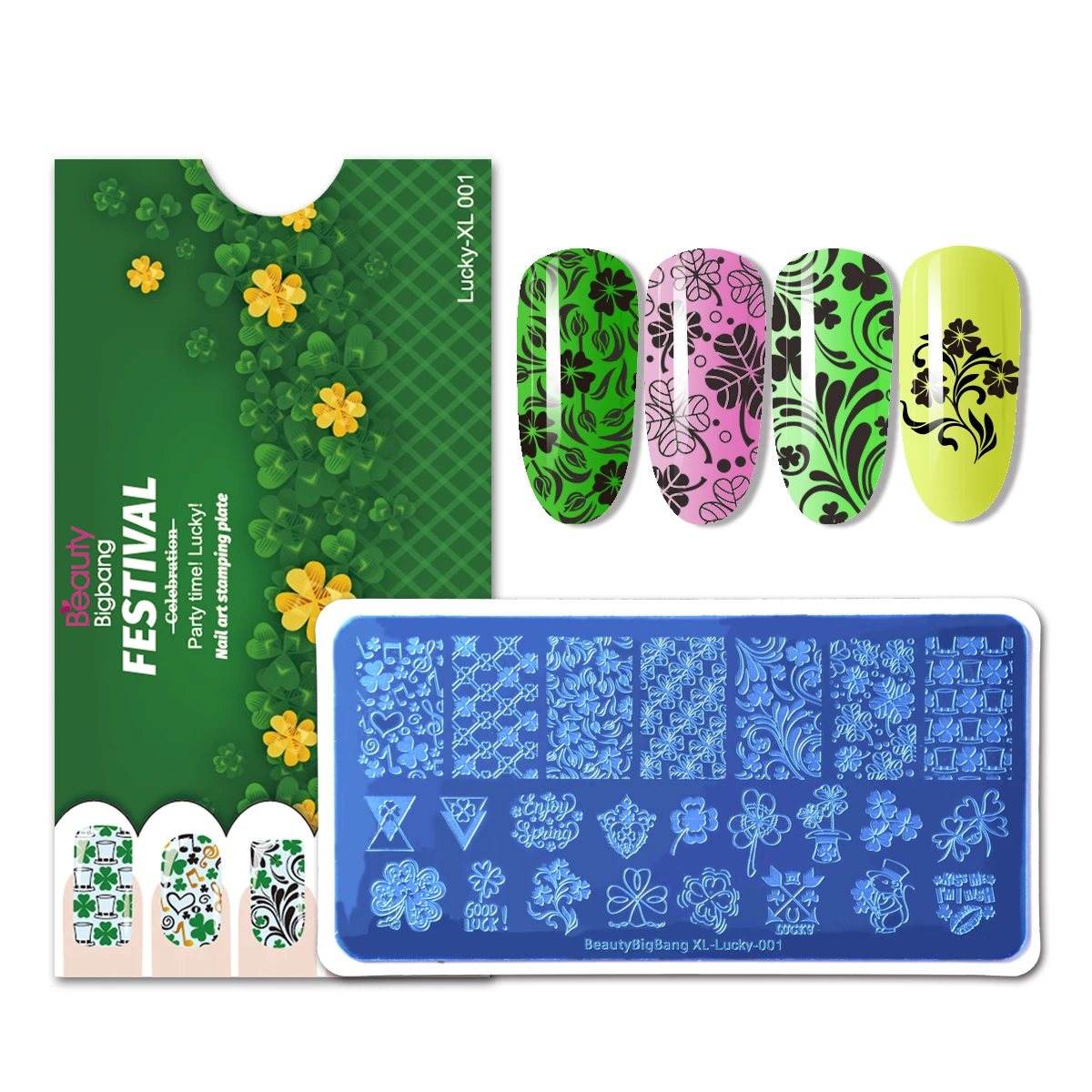 Beautybigbang штамповочная пластина из нержавеющей стали Патрик день четырехлистный