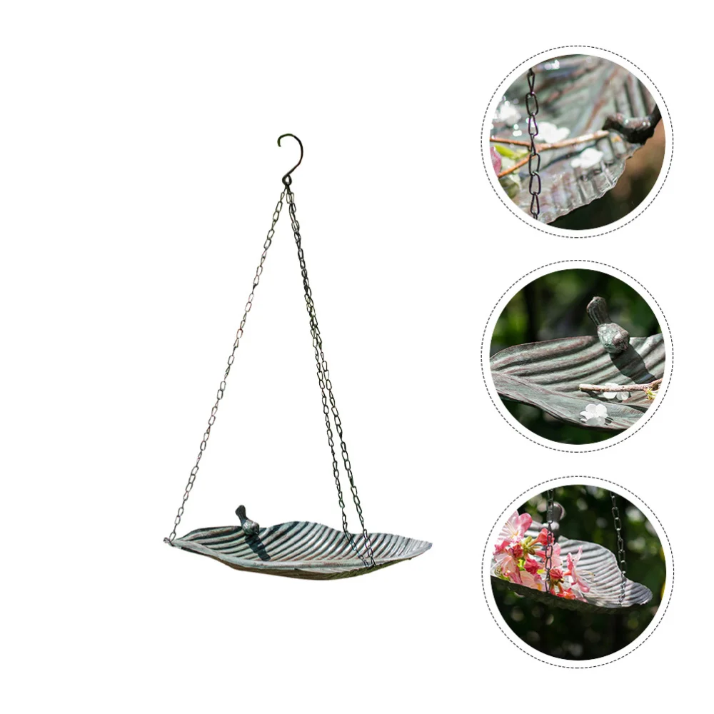 

Leaf Shape Iron Bird Feeder Hanging Tray Hanging Bird Feeder Hanging Decor