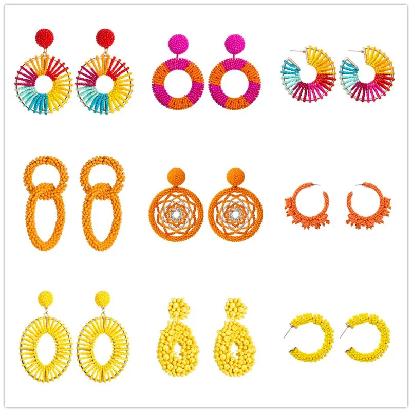 Женские серьги пусеты Pauli Manfi ручной работы с цветными бусинами вечерние в