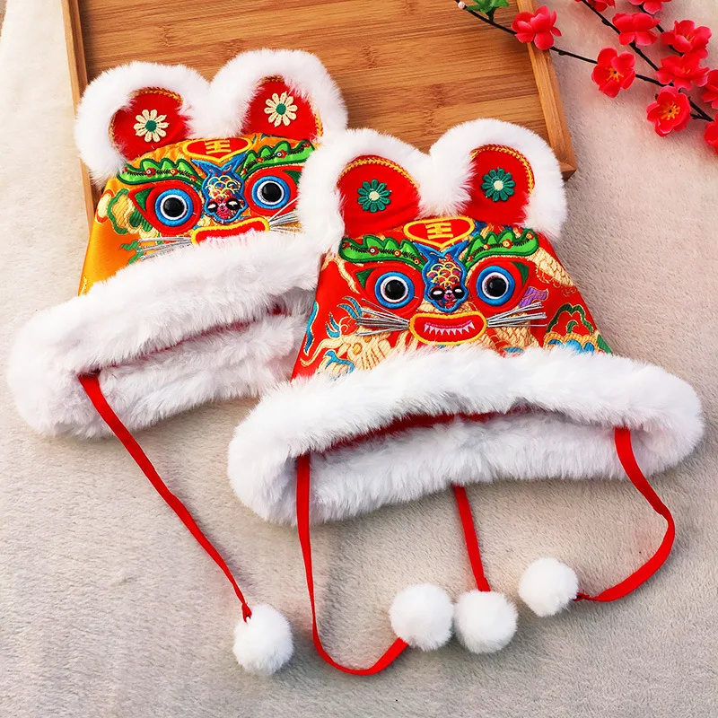 

Designer Bonnets Hats Chinese Style Artwork Toddler Bonnet Cotton Hat Girls Winter Hats Winter Hat for Boys Novelty Decorate