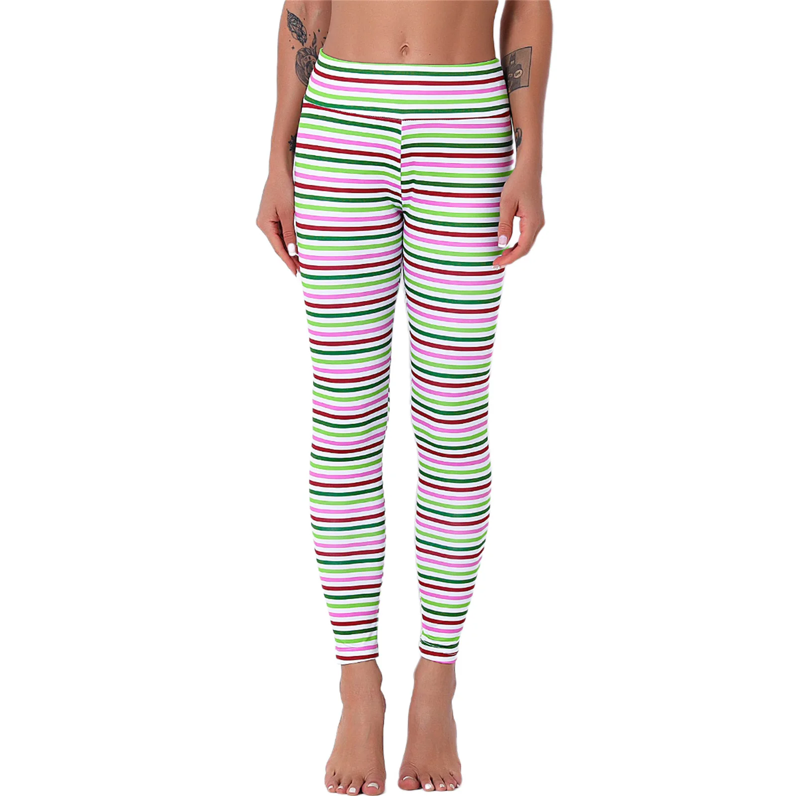 

Женские эластичные штаны с рождественским принтом, бесшовные Компрессионные Леггинсы, Стрейчевые колготки, брюки