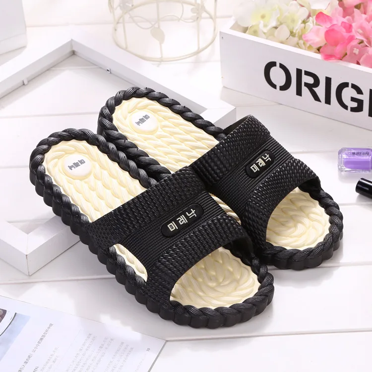 Korean Style Summer Slipper Tide Home Indoor Bath Non-Slip Bathroom Slippers Men Beach Flip Flops Slipper for Men Indoor Shoes