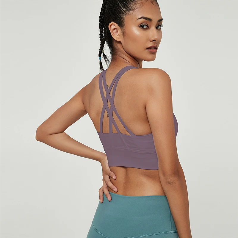 

VUTRU Push Up Sports Bra Women's Tracksuit Cross Straps Wireless Padded Gym Bra Yoga Underwear Active Wear Workout Fitness Top