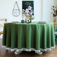 round table cloth wedding party table cover cotton linen tassel tablecloth light luxury tea coffee tablecloth home kitchen decor