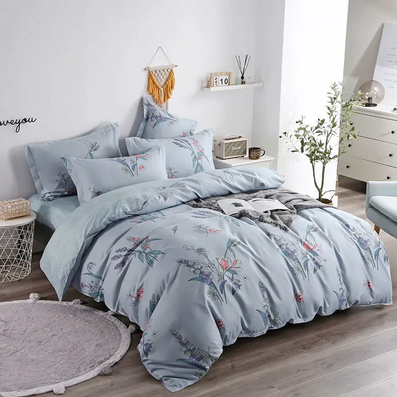 Утолщенное матовое постельное белье из четырех предметов односпальное и