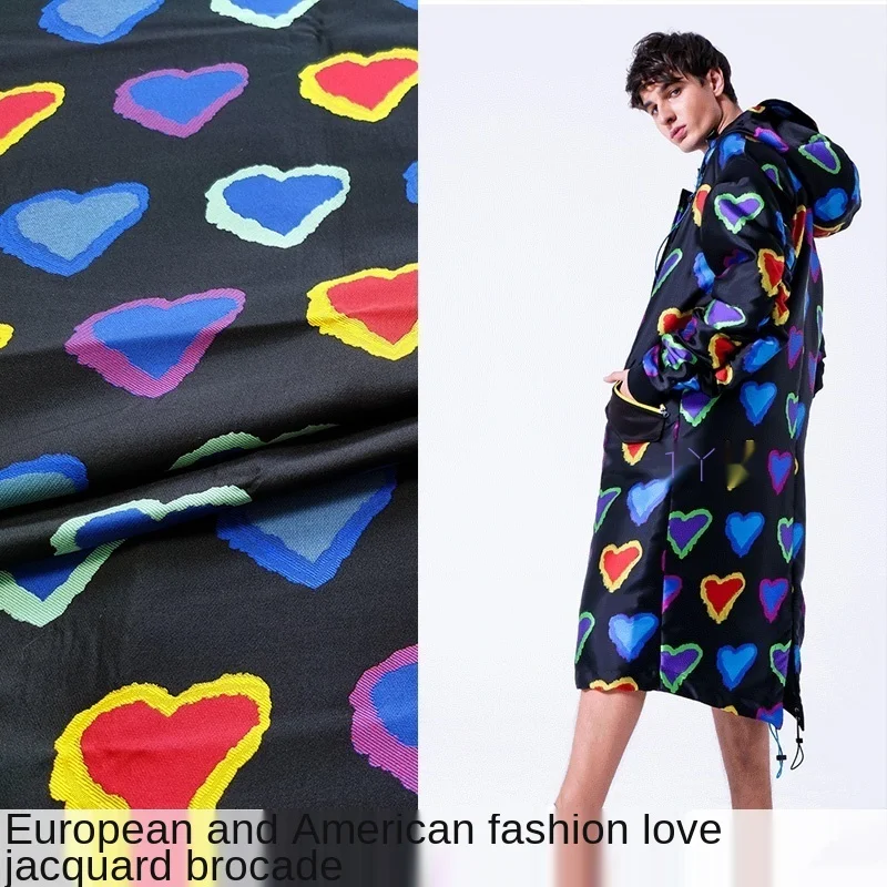Дизайнер жаккардовая ткань любовь точность жаккардовые ветрозащитная платье со