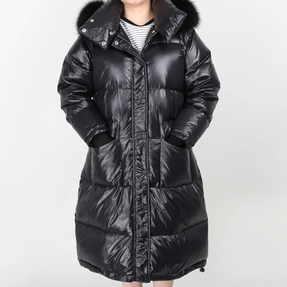 

2020 fashion women's jacket Natural fox big fur collar White duck down Thick warm long coat Winter Park Parker
