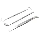 Стоматологический зондовый Пинцет из нержавеющей стали, набор для ухода за зубами, пинцет, мотыга серповидный скалер, 3 шт.