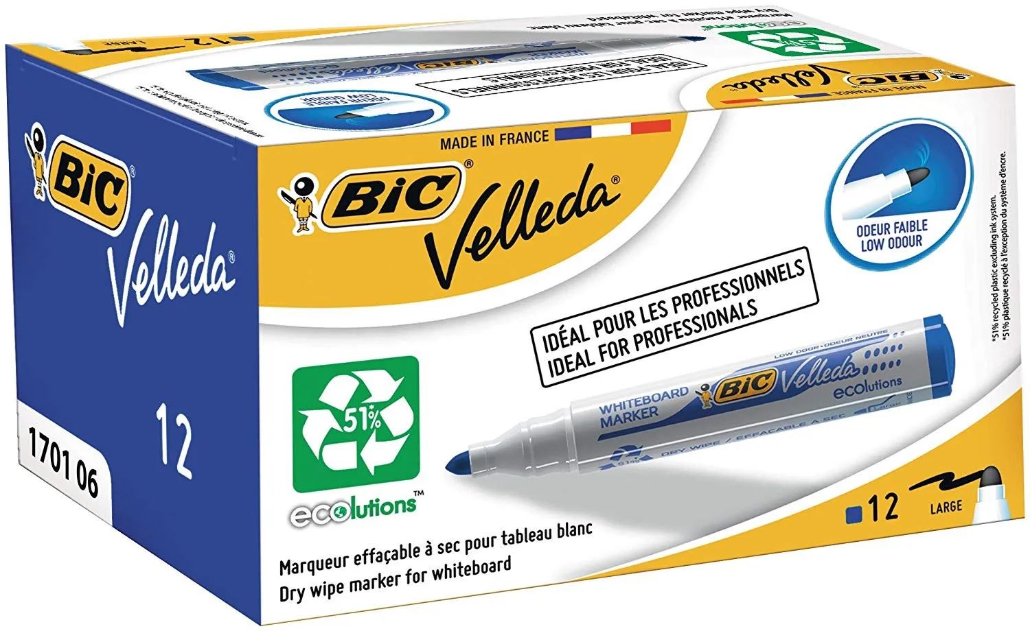 BIC Velleda 1701 эко круглый наконечник белая доска синяя 12'li коробка|Маркеры для