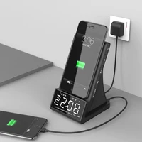 Беспроводное зарядное устройство Blutooth 5,0, беспроводное зарядное устройство, будильник, Bluetooth-колонка, FM-радио для iPhone, Android HFing