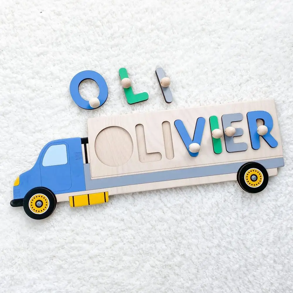 Personalize Boy's Birthday Gift - Engraved Baby Gift- Puzzle Toddler Toys